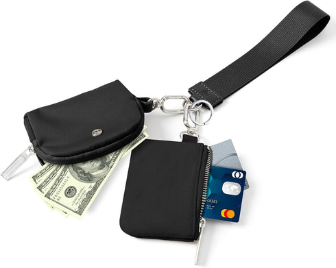 Keychain Wallet Mini Zip Around Wristlet Wallets for Women Detachable Dual Pouch Wristlet Portable Coin Purse Small Wallets...