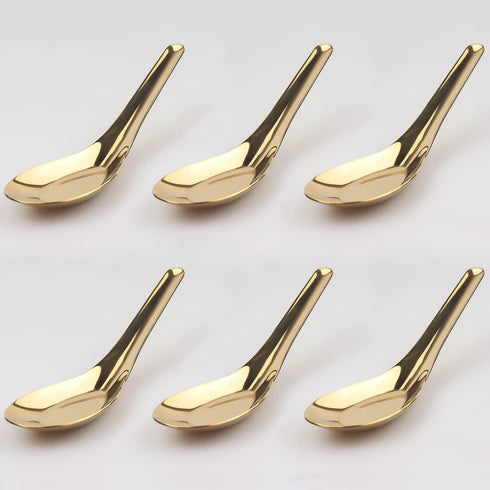 Soup Spoons Stainless Steel Chinese Soup Spoons Set of 6 Asian Soup Spoons Silverware Cucharas Para Comer for Ramen Pho Wonton Dumpling Noodles (g...