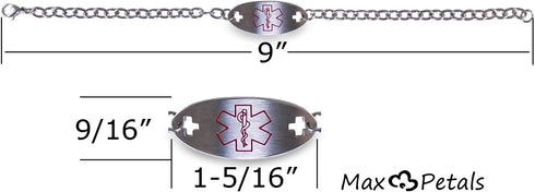 Blood Thinner Identification Bracelet Medical Alert ID with 9 Inch Chain...
