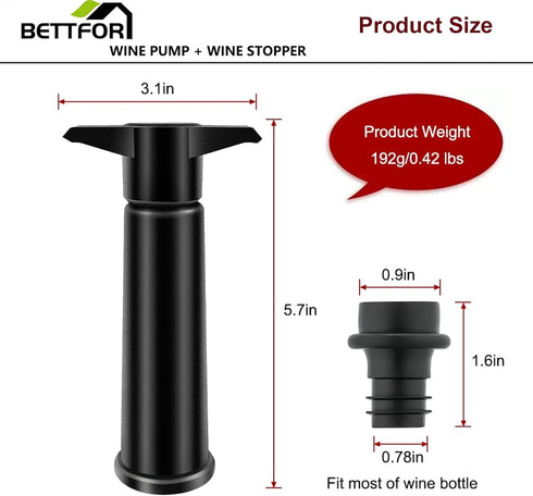 Wine Saver Pump with 8 Vacuum Wine Stoppers, Wine Bottle Stoppers with Food Grade Silicone Leak proof Keep Fresh Suitable for All Standard Wine Bo...
