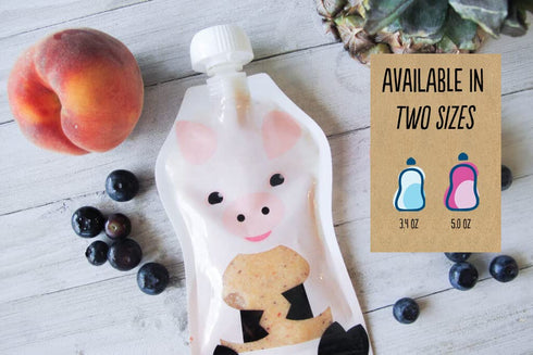 Squooshi Reusable Baby Food Pouches for Toddlers | BPA Free Plastic, Food Safe, Freezer Safe | Refillable for Applesauce Yogurt & Puree Squeeze Po...