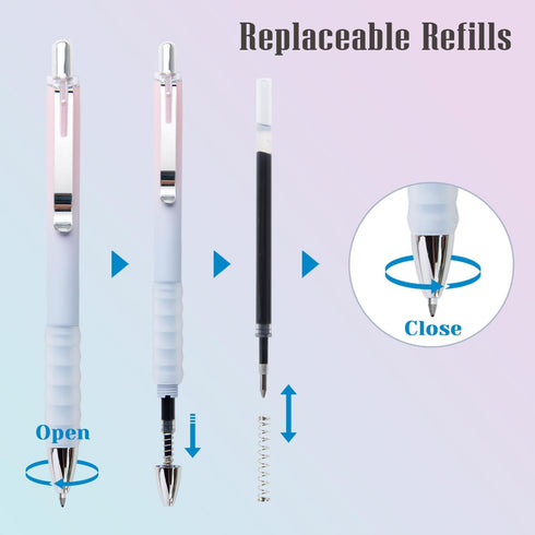Gel Pens Medium Point 0.7mm Black Ink Gel Pen Retractable Cute Pens for Smooth Writing School Office Supplies, Pack of 18...
