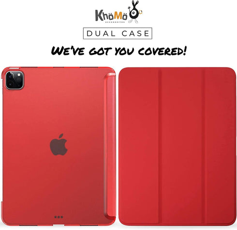 KHOMO iPad Pro 11 Case 2nd Generation 2020 - Dual Hybrid See Through Series - Supports Pencil Charging - Red...