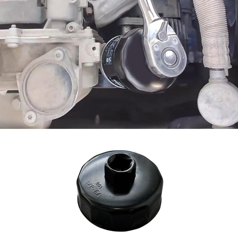 Oil Filter Wrench, Heavy Duty Oil Filter Removal Tool, 64.3mm 14 Slots Oil Filter Cap Wrench Tool Compatible with Toyota, Lexus, RAV4, Camry, Tund...