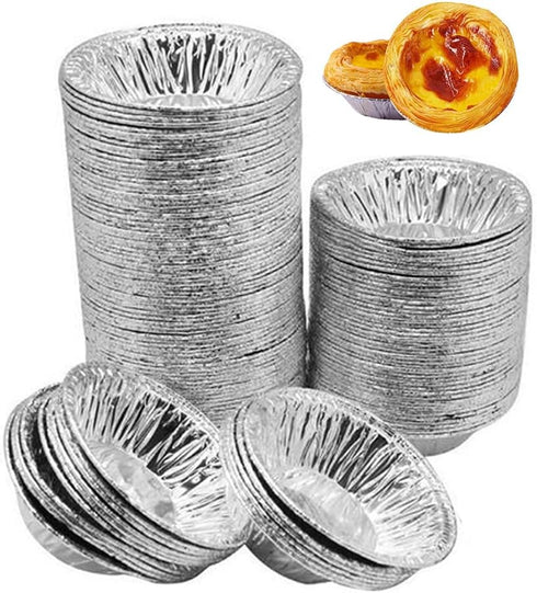 250 PCS Disposable Egg Tart Tins Molds Aluminum Foil Round Egg Tart Mold Pie Tins Pans Cake Cups Mould Makers Cupcake Cookie Circular Egg Tart Mol...