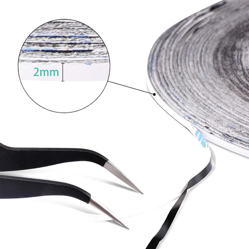 HQMaster 2mm x 50 m Adhesive Sticker Tape, Tweezers, B7000 Adhesive Glue for Use in Cell Phone Repair Double Sided Layer Strong Adhesive Tape Long...