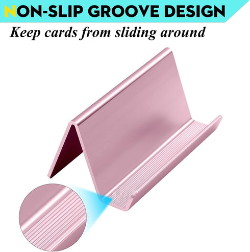 Rose Gold Business Card Holder for Desk, Cute Business Card Holder Display Stand, Metal Desktop Business Card Organizer for Women (2nd Generation)...