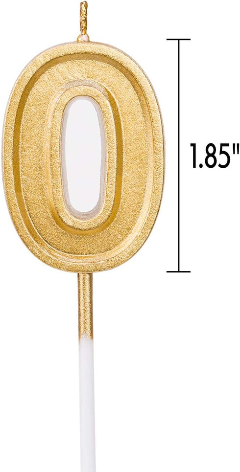 Luter Gold Glitter Happy Birthday Cake Candles Number Candles Number 0 Birthday Candle Cake Topper Decoration for Party Kids Adults...