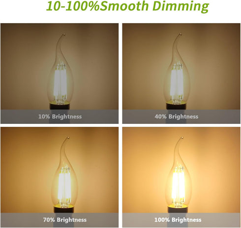 LED Chandelier Light Bulbs, E12 Candelabra Bulb 60 Watt Equivalent, 2700k Warm White 600LM E12 LED Bulb Dimmable, Vintage LED Filament C35T/CA10 C...
