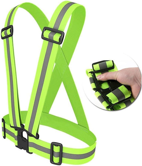 Reflective Vest Running Gear - Safety Reflector Strap Bands - High Visibility Elastic Adjustable Motorcycle Walking Reflective Vest for Men and Wo...
