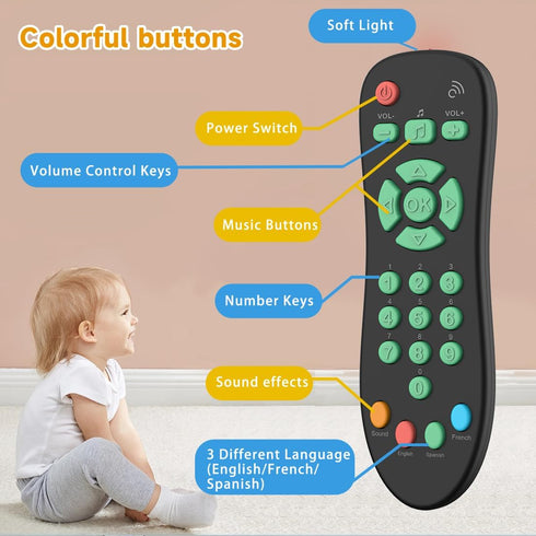 Baby TV Remote Control Toy with Light and Sounds, Kids Musical Early Education Learning Realistic Toddler Remote Toys for Preschool Infant Toddler...