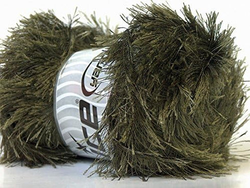 100 Gram Dark Khaki Green Eyelash Yarn Ice Fun Fur 164 Yards......