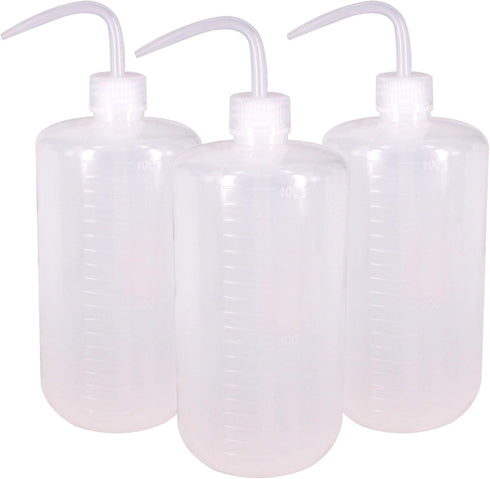 3Pcs 1000ml(33oz) Plastic Safety Lab Wash Bottle, Plastic Squeeze Bottle with Scale Labels and Narrow Mouth, Watering Bottle for Chemistry, Indust...
