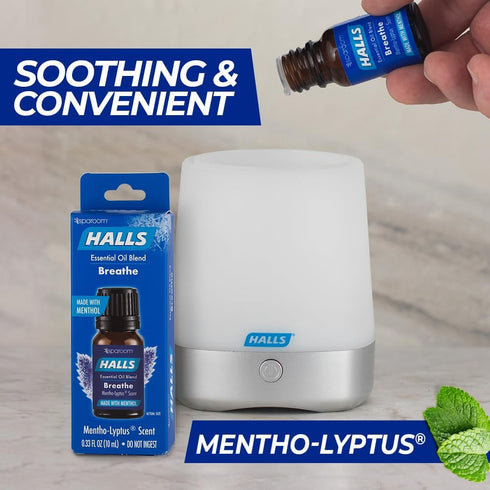 Halls Breathe Menthol with 100% Pure Essential Oils Blend for Diffusers and Aromatherapy, 10 mL, Mentho-Lyptus Scent...