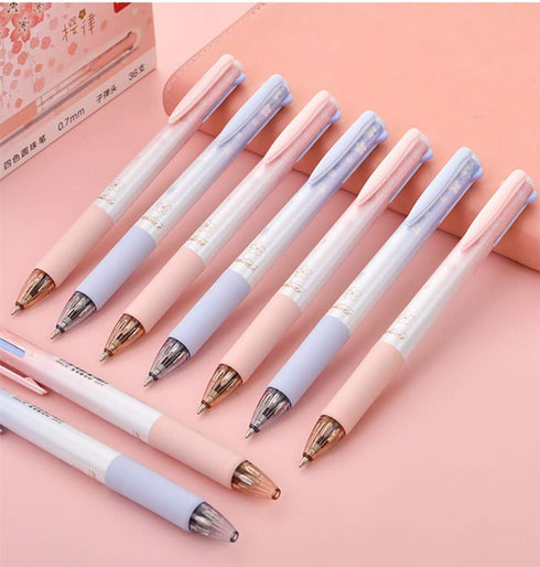 Cherry Multicolor Ballpoint Pens Set 0.7mm Ball Point Pen 4 Color Ink (Black, Blue, Red, Green) in One Retractable Ballpoint Pen (12pcs)......