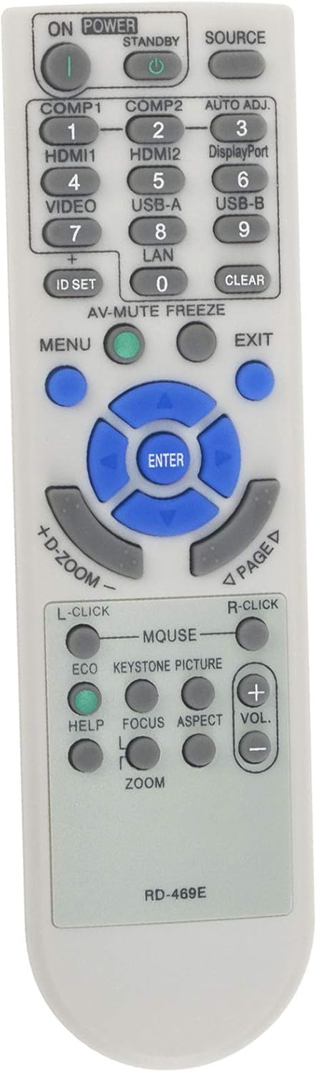 New RD-469E 7N901051 Replacement Remote fit for NEC Projector M402W M362W M322W M402X M362X M322X M282X M352WS M302WS M332XS M403W M363W M323W M40...
