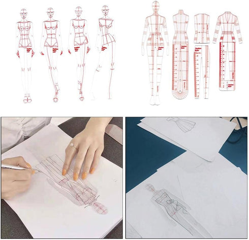 DYNWAVE 8 Pcs French Curve Template Ruler Set,Sewing Humanoid Patterns Design for Dressmaking, Tailoring, Fashion Designing...