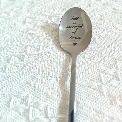 Sugar Lover Gift Spoons for Women Men Just a Spoonful of Sugar Spoon for Daughter Best Friend Coffee Dessert Lover Gifts Spoons for Girlfriend Son...