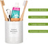 Ceramic Toothbrush and Toothpaste Holder with Bamboo Divider for Bathroom Countertop, White Toothbrush Organizer Stand for Bathroom Vanity Counter...