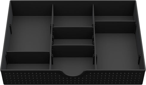 CAXXA 3 Slot Drawer Organizer with 4 Adjustable Dividers - Junk Drawer Storage for Office Desk Supplies and Accessories, Black (1 Pack)...