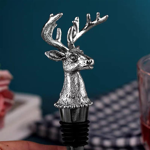 Wine Bottle Stopper Airtight Seal-Decorative Deer Stainless Steel Antlers Animal Elk Silver Bottle Topper for Wine &Beverage Plug...