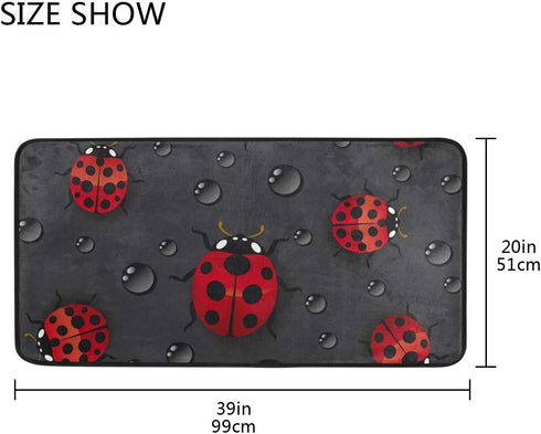 Kitchen Rugs Ladybug Rain Design Non-Slip Soft Kitchen Mats Bath Rug Runner Doormats Carpet for Home Decor, 39" X 20"...