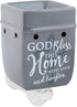 Elanze Designs God Bless This Home with Love Grey Stoneware Electric Plug-in Wax Tart Oil Warmer...