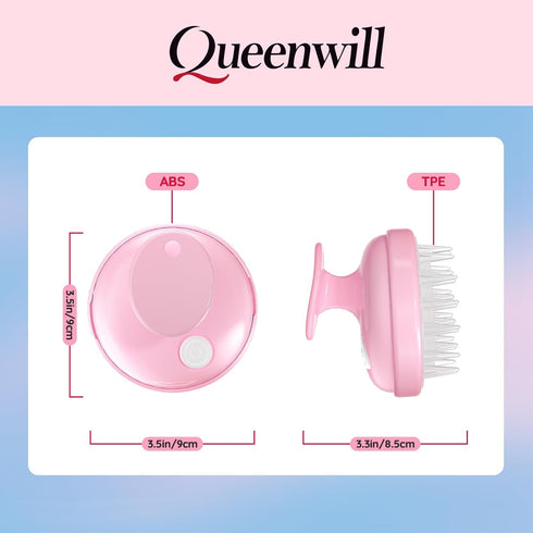 Electric Cordless Hair Scalp Massager, Portable Head Scratching Scrubber with 2 Modes Vibration Comb for Hair Growth, Deep Cleansing and Stress Re...