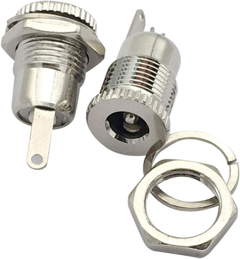 5 Pack 5.5mm x 2.1mm Female Socket Panel Mount Connector 5.5x2.1mm DC-099 Power Supply Jack Terminal Plug Adapter Replacement Repair Parts Solder ...