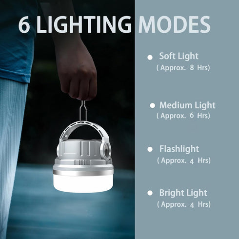 Solar Camping Light + Mobile Charger, Solar LED Lantern Tent Light Outdoor Flashlights for Power outages, Waterproof IP44, 500 Lumens, 3000 mAh Po...