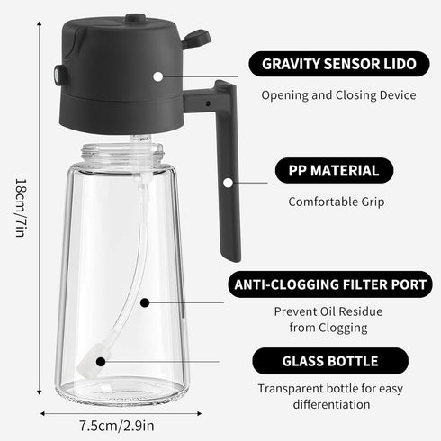 2 in 1 Oil Dispenser and Oil Sprayer Premium Olive Oil Dispenser Bottle with Non-Drip Spout Oil Mister Oil Spray Bottle for Cooking, Kitchen, Sala...