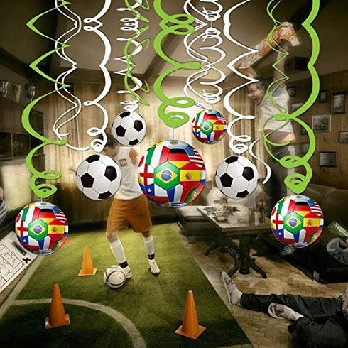 30CT Soccer Hanging Swirl for Soccer Party Supplies Theme Birthday Party Decorations...