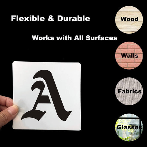 5 Inch Alphabet Letter Stencils for Painting - 70 Pack Old English Letter Stencil Templates with Numbers and Signs for Painting on Wood, Reusable ...