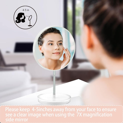 1x/7x Magnifying Makeup Mirror with Stand, Magnified 6" Double Sided Desk Table Mirror?360° Rotation Tabletop Cosmetic Mirror for Traveling,Shavin...