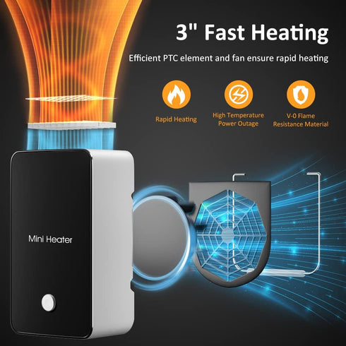 Portable Space Heater YOUCIDI Mini Desk Heater Electric Fan Air Warmer for Room/Office/Desktop Black...