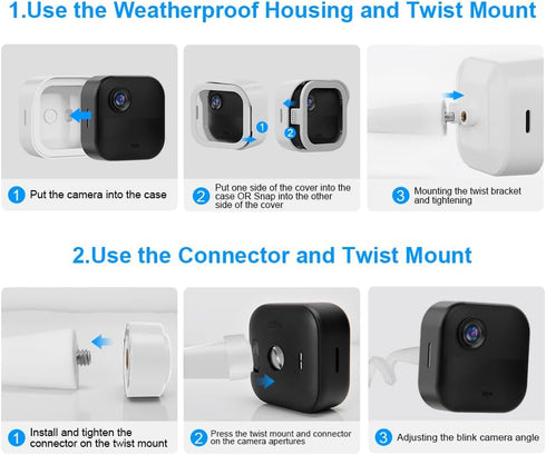 All-New Flexible Twist Mount Compatible with Blink Outdoor (4th &3rd Gen), Weather Proof Protective Housing with Blink Sync Module Wall Mount (Whi...