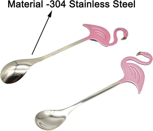 Maydahui 2PCS Flamingo Spoons 5.1 inch Animal Spoon18/10?304?Stainless Steel Dessert Coffee Stirring Spoon Teaspoon Tableware Kitchen Tools...