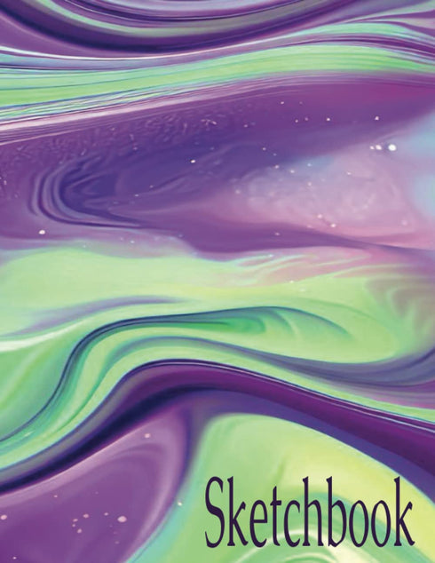 Sketchbook: Notebook for Drawing, Doodling, Sketching, Green and Purple Swirl Pattern Cover...