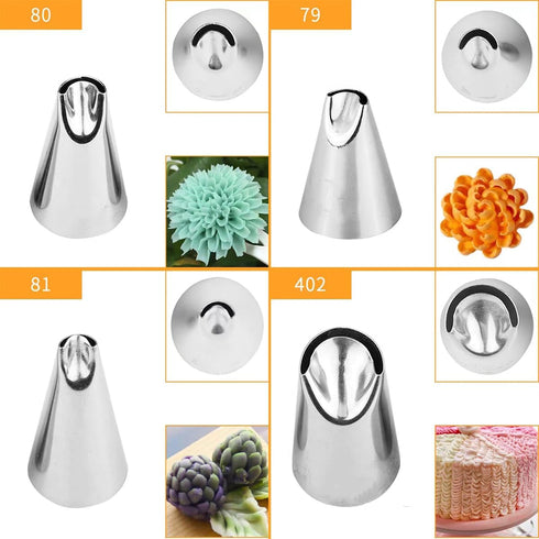6 pcs Flower Piping Tips Rose Petal Pastry Tips, large piping tips, Chrysanthemum Nozzles, Cupcake Pastry Tool For Decorating Cake Tulip Baking Fo...