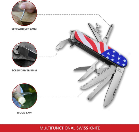 Swiss Eagle Commando Multi-Tool Army Knife - Packs 12 Tools In Your Pocket...