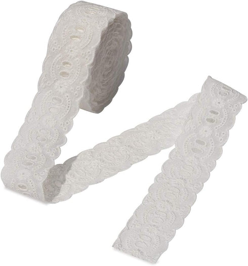 IDONGCAI Eyelet Lace Trim Cotton White Lace Ribbon Embroidery Lace Trim for Sewing Craft Lace Fabric for Home Decor Supply (1.35 inch Width)...