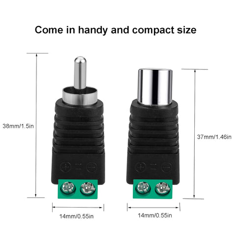 RCA to Speaker Wire Adapter, 10Pcs RCA to AV Screw Terminal Connector Phono RCA Male Female Plug Solderless Converter Audio/Video Speaker Wires Co...