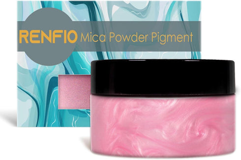 Renfio 100g Mica Powder Pigment, Metallic Natural Dye Mineral Pearl Shimmer Epoxy Resin Dye for Painting Soap Making Slime Bath Bombs 3.5 Oz - Pin...
