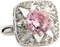 Pink Crystal Square Round Pair Cufflinks in Presentation Gift Box & Polishing Cloth...
