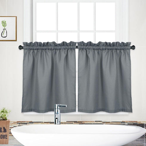 Tier Curtains, Waffle Woven Textured Kitchen Tier Curtains Cafe Curtains, Waterproof Half Window Covering Short Curtain for Bathroom - 30" x 24", ...