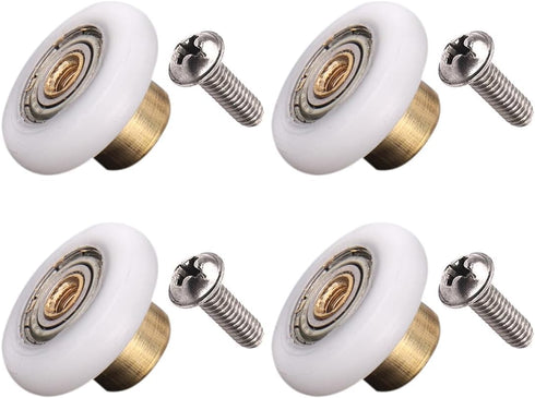 Set of 4 Dia 19mm Stainless Steel Shower Door Wheels Rollers Runners, White, 19mm x 5mm (Stainless steel-4PCS)...
