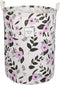 UUJOLY Collapsible Laundry Basket, Laundry Hamper with Handles Waterproof Round Cotton Linen Laundry Hamper Printing Household Organizer Basket, 1...