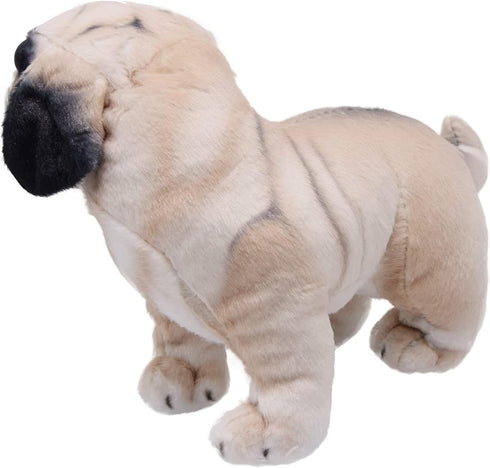 Lifelike Pug Dog Stuffed Animal Animated Plush Puppy Toy Doll Super Realistic Dogs Act Like Real Excellent Gifts for Kids Birthday Party Dog Colle...