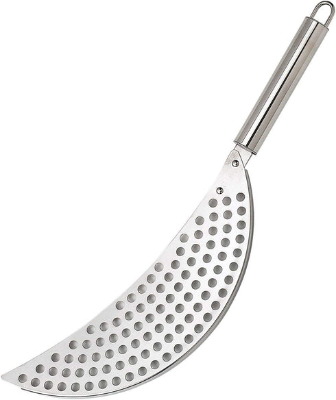 Pan Pot Strainer with Handle Stainless Steel Hand Held Crescent Drainer for Spaghetti Fry Noodles Fruit Vegetable Pasta Strainer Colander Heavy Du...