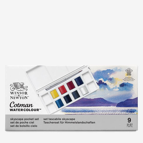Winsor & Newton Cotman Watercolor Paint Set, 8 Half Pan, Sky Colors w/ Brush...